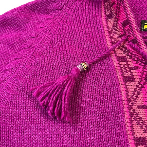 Tejido Parillo 100% Baby Alpaca Wool Purple Pullover Hoodie Made in Peru XS - Picture 6 of 9